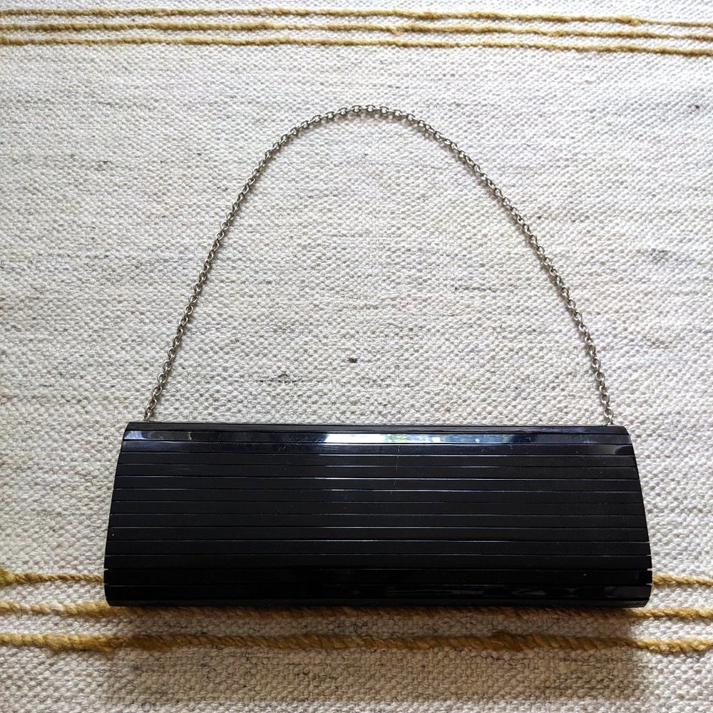 Sondra Roberts Black Lucite Slim Clutch Bag